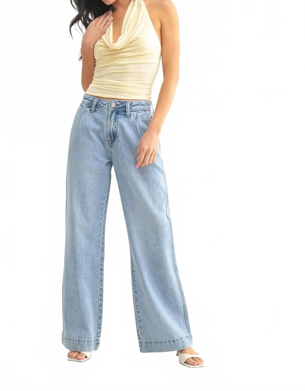 NEW JBD. lightweight drapey relaxed trouser in light denim
